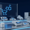 Two peptide research vials on lab bench — Ipamorelin CJC-1295 UK growth hormone research stack