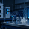 Research peptide vials and HPLC laboratory equipment for retatrutide triple agonist study — Arma Peptides UK (109 chars)
