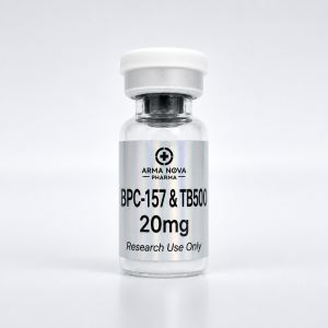 BPC-157 TB500 Blend 20mg lyophilised research peptide vial, ≥99% purity, UK supplier Arma Peptides