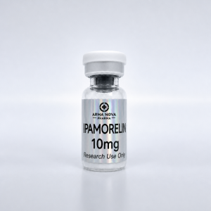 Ipamorelin 10mg lyophilised research peptide vial — selective GH secretagogue, supplied by Arma Peptides UK