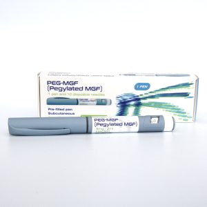 armapeptides PEG-MGF Pegylated MGF pen and packaging with blue accents
